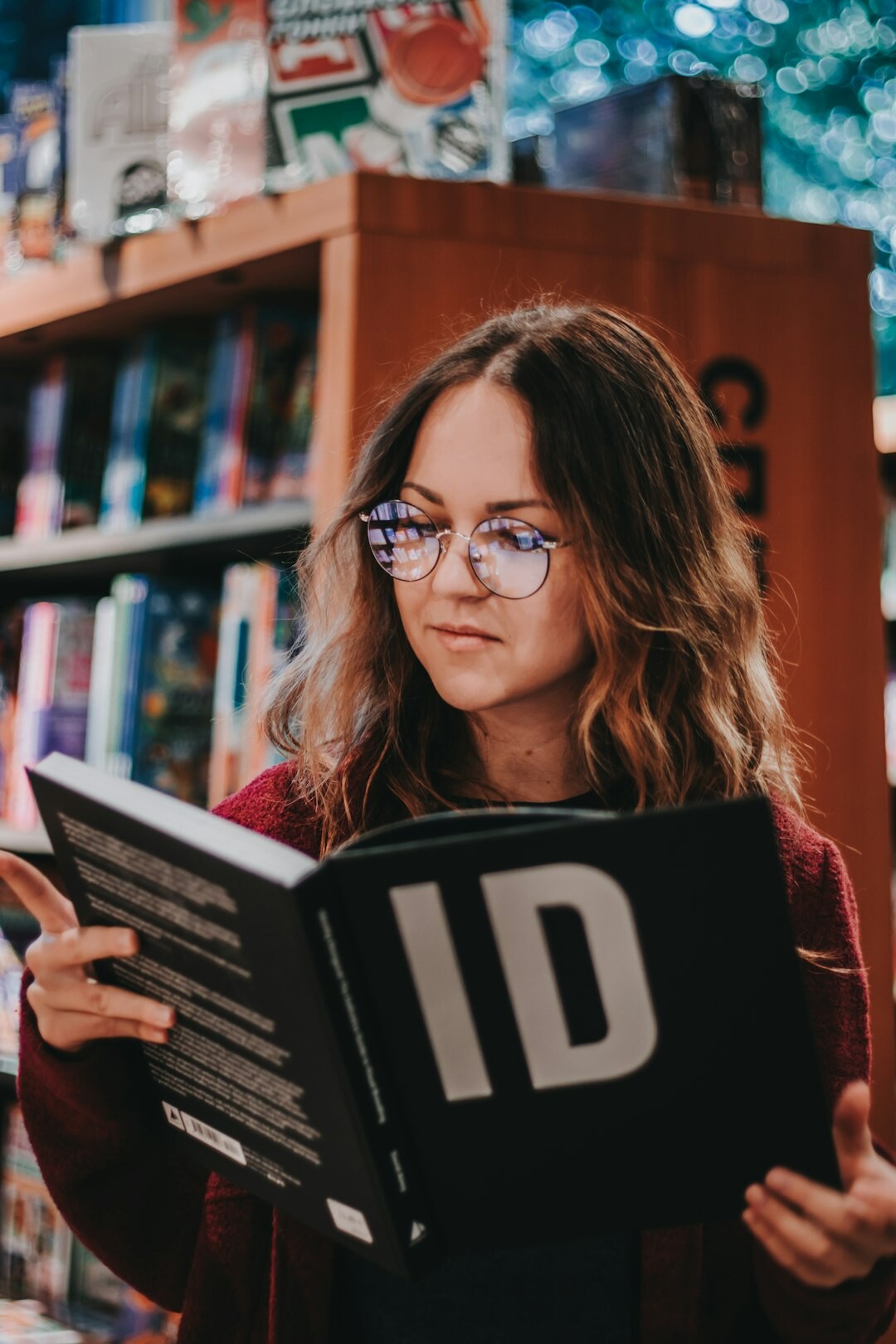 surprised reader with book